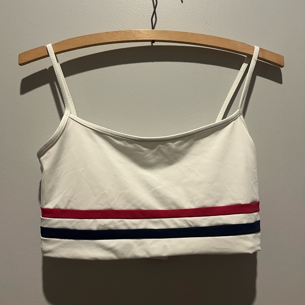 L*Space White Bikini Top with Red and Blue Stripes - Medium